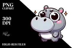 Playful Hippo with Sarcastic Eyes, PNG Product Image 2