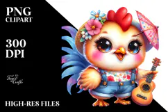 Smiling Baby Rooster Guitar PNG Product Image 2
