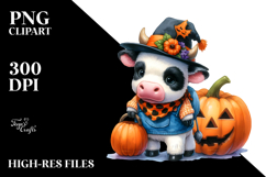 Baby Cow Halloween Pumpkin Clipart Product Image 2