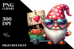 Detailed Gnome with Heart Sunglasses PNG Product Image 2