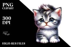 Cute Baby Kitten with Cool Haircut, Playful PNG Product Image 2