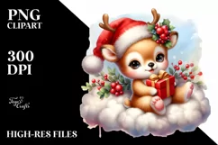 Cute Baby Deer with Santa Hat PNG Product Image 1