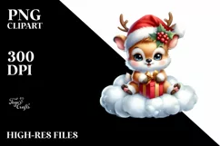 Cute Baby Deer with Santa Hat PNG Product Image 1