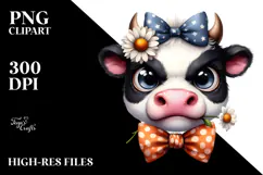 Funny Cow with Angry Face PNG Product Image 2