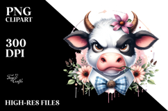 Funny Cow with Angry Face PNG Product Image 2
