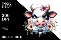 Funny Cow with Angry Face PNG Product Image 2
