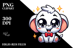 Cartoony Cute Elephant with Bow Tie PNG Product Image 2