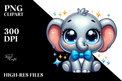 Sparkling-eyed Elephant with Bow Tie PNG Product Image 2