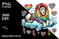 Colorful Cute Boho Lion, PNG Product Image 2