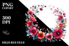 Colorfull Red Flowers Frame | Sublimation | Clipart Product Image 2