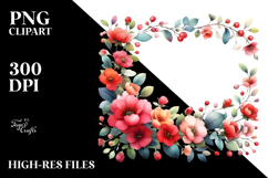 Colorfull Red Flowers Frame | Sublimation | Clipart Product Image 2