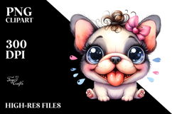 Baby French Bulldog with Floral PNG Product Image 2