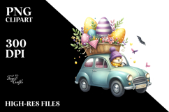 Bunny with Car and Easter Eggs, PNG Product Image 2