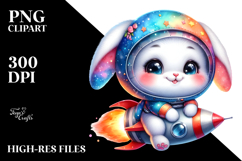 Vibrant Bunny with Rocket Ship PNG Product Image 2