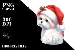 Cute Maltese with Santa Hat, High-Res PNG Product Image 2