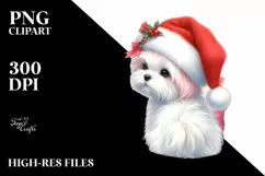 Cute Maltese with Santa Hat, High-Res PNG Product Image 3