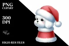 Cute Maltese with Santa Hat, High-Res PNG Product Image 1