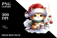 Vibrant Cat with Santa Hat, High-Res PNG Product Image 2