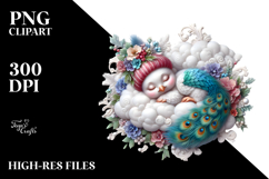 Whimsical Baby Peacock Sleeping on the Cloud PNG Product Image 2