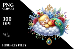 Baby Peacock Sleeping on a Cloud PNG Product Image 2