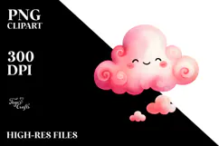 Watercolor Smiling Cloud PNG Product Image 2