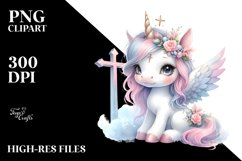 Cute Baby Unicorn with Crocus Clipart Product Image 3