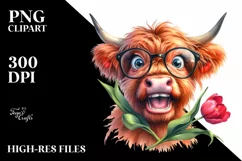 Cow Highland Cow Biting Rose and Tulip Mouth Product Image 1