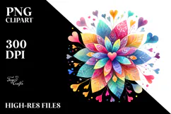 Colorful Boho Flower Digital Painting PNG Product Image 2