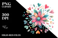 Colorful Boho Flower Digital Painting PNG Product Image 2