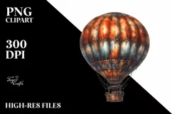 Vintage Hot Air Balloon PNG Product Image 3