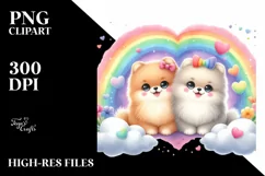 Cute Rainbow Pomeranian Heart PNG Product Image 2