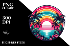 Retro Tropical Sunset, PNG Product Image 2