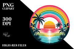 Retro Tropical Sunset, PNG Product Image 2