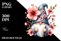 Cute GNOME with Cherry Blossom Floral Frame PNG Product Image 2