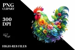 Chicken with Abstract Flower Body PNG Product Image 1