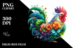 Chicken with Abstract Flower Body PNG Product Image 1