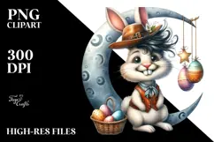 Watercolor Goofy Bunny with Leather Teeth PNG Product Image 2