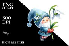 Floating Small Gnome with Snowdrop PNG Product Image 2