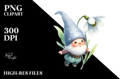 Floating Small Gnome with Snowdrop PNG Product Image 2