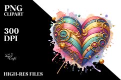 Colorful Heartmade of Wood with Golden Insertions PNG Product Image 2