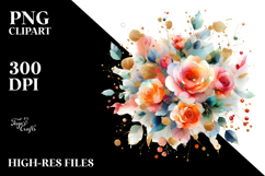 Colorful Floral Frame with Orange Roses PNG Product Image 2