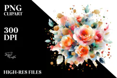 Colorful Floral Frame with Orange Roses PNG Product Image 2