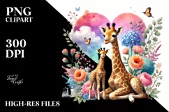 Colorful Baby Giraffe Heart PNG Product Image 2