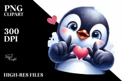 Detailed Funny Cute Penguin Portrait Clipart Product Image 1