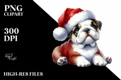 Bulldog with Santa Hat PNG Product Image 3