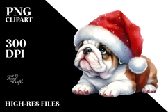 Watercolor Bulldog with Santa Hat, Transparent PNG Product Image 2