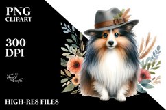 Sublimation Clipart of Shetland Sheepdog with Floral Frame Product Image 3