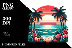 Retro Tropical Beach Sunset, 20 oz Tumbler Product Image 2