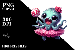 Funny Kraken in Tutu with Lollipop PNG Product Image 2