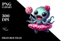 Funny Kraken in Tutu with Lollipop PNG Product Image 2